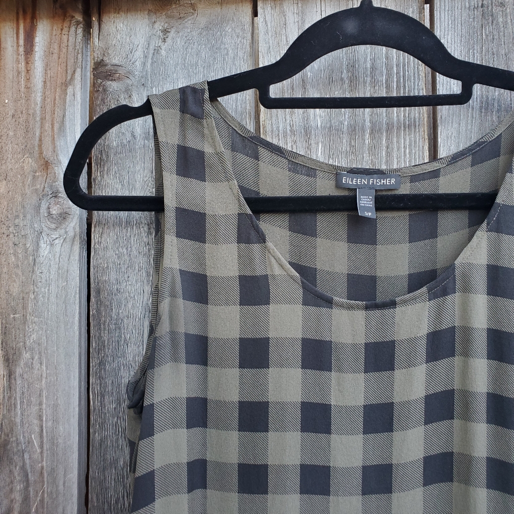 Eileen Fisher Silk Buffalo Check Silk Tunic